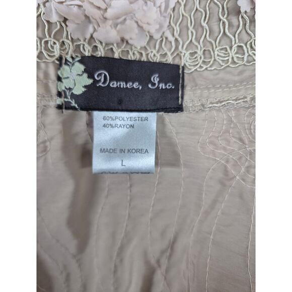 Vtg Damee Inc 3D Beige on Beige Embroidered Flowers Jacket Sz L  Art to Wear - Picture 2 of 4
